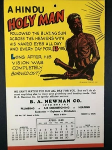Ripley's Believe It Or Not - Calendar Advertising Apr 1948 - Hindu Holy Man - Picture 1 of 3