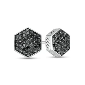 Orecchini a perno Vera Wang uomo amore 3/5 CT diamanti stimolati neri in argento 925 - Foto 1 di 4