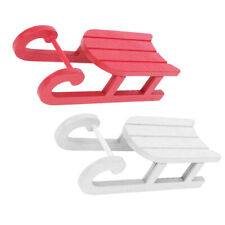  2 Pcs Sleigh Model Sled Figurines for Crafts Wooden Ornaments Decorations