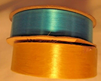 2 ROLLOS VINTAGE CINTA SASHEEN AZUL AGUA Y AMARILLO BRILLANTE NUEVO STOCK ANTIGUO  Foto 1 de 4