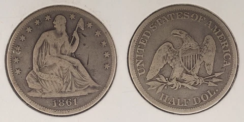 1861 & 1866 Seated Liberty Half Dollar, 1875 Seated Liberty Dime Cover
