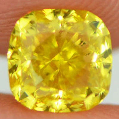 Loose Yellow Diamond Cushion Shaped Fancy Color Natural Enhanced 1.01 Carat VS2 - Image 1 of 4