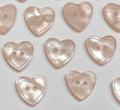 10 Pearly Pink Heart Buttons 15mm Resin Embellishments C45-40 Aussie Seller - image 1 of 4