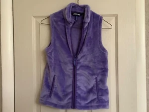Lands End Casual Sleeveless Fleece Vest Pockets Full Zip Girls Youth Size M - Picture 1 of 3