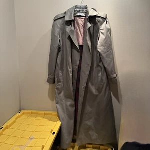 Vintage J.G. Hook Trench Coat Womens Size 14 Regular Plaid Lined Yoke Button Up - Picture 1 of 13