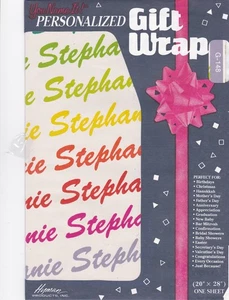 Lot of 4) "Stephanie" Gift Wrap Personalized Wrapping Paper 80's NOS 20 x 28 - Picture 1 of 2
