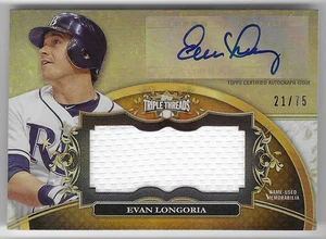 EVAN LONGORIA 2013 TOPPS TRIPLE THREADS AUTO AUTOGRAPH JERSEY CARD #21/75! - Picture 1 of 1