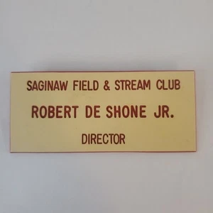 VTG 1960S Saginaw Field And Stream Club Director Name Tag Holder Pin on Plastic  - Picture 1 of 9