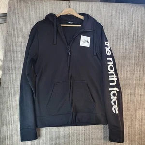 The North Face Hoodie Herren klein schwarz durchgehender Reißverschluss Logo Ärmel Spruch Jacke - Bild 1 von 7