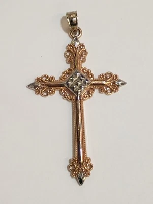 Cruz de Oro Rosa y Blanco 14k Michael Anthony SIN RASPAR Foto 1 de 4