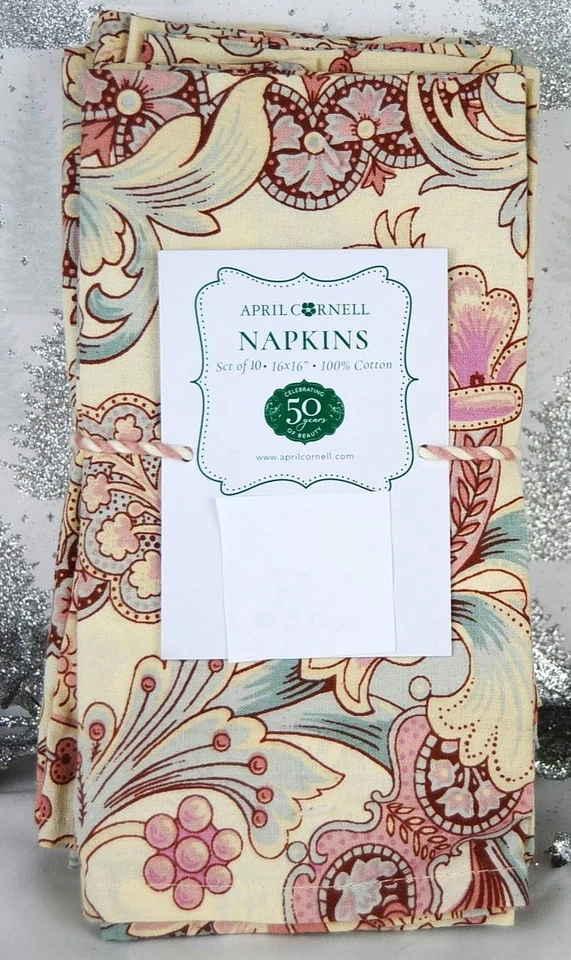 JUEGO DE 10 SERVILLETAS FLORALES APRIL CORNELL NUEVAS CON ETIQUETAS Foto 1 de 1