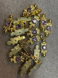 Spacer 2 Strand 21x7.5x4.5mm Rhinestone Gold Lavender 20pc - Picture 1 of 1