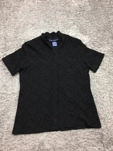 Susan Graver Style Top Womens Size Medium Black Lace Style Shirt - Picture 1 of 13