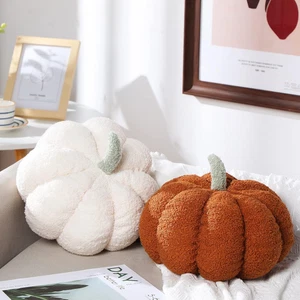 2 Pcs Simulated Pumpkin Plush Pillow 11 X 9.5 Inch Stuffed Fall Decorations - Picture 1 of 12