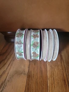 Mixed Set Celebrate It Christmas Ribbon Natural 7/8" x 30ft Burlap Pinecone - Picture 1 of 6