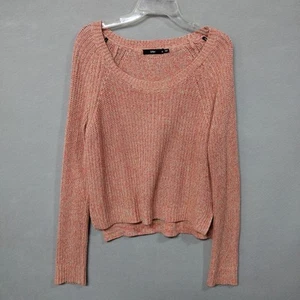 Y2K Knit Sweater Women's M Pullover Long Sleeve Cotton Heathered Pink Sportsgirl - Picture 1 of 15