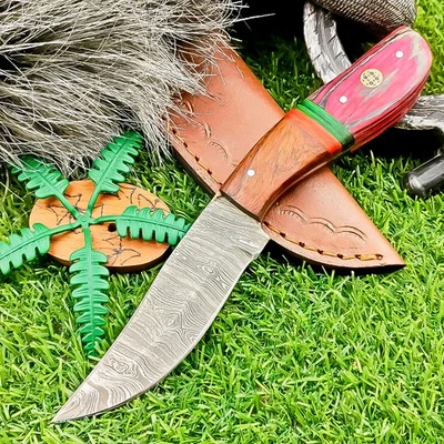 CUSTOM Handmade Damascus Steel blade Skinner knife Camping Hunting Knife TN-9213 - Image 1 of 4