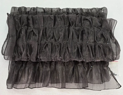 Chiffon Ruched Beaded Shawl Wrap Charcoal Gray Prom Wedding Dark Gray - Image 1 of 4