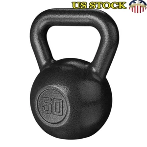 50lb Casting Iron Kettlebell Durable Black Hammertone Finish Kettlebell Black - Picture 1 of 9