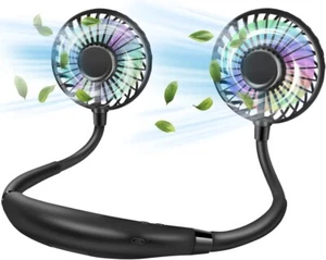 Neck Fan, Hand Free Portable Neck Fans For Women, Kids, and Men, 3 Speed Black - Picture 1 of 8
