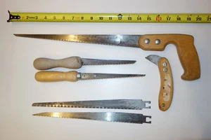 Sierra de ojo de cerradura vintage, 2 sierras de mano para paneles de yeso, cuchillo de puntuación de tablero de respaldo y 2 hojas - Imagen 1 de 5