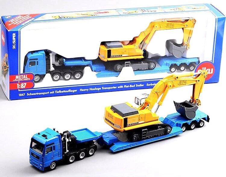 Siku 1847 MAN Semi-Lowboy w/Liebherr 974 Track Excavator 1/87 HO Die-cast - Image 1 of 1