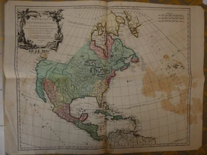 RARE CARTE Amérique septentrionale avant indépendance des Etats-Unis, Vaugondy - Imagen 1 de 7