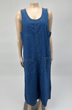 Vintage NOS 80's Erika Women's Dress S Cotton Jumper Pockets Casual Denim Z3-17