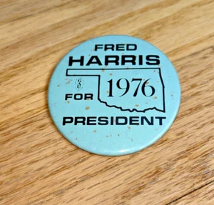Fred Harris For President 1976 - Mapa de Oklahoma versión verde/azul - Imagen 1 de 3