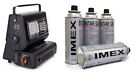 IMEX Set Ceramics Gas Heater Gas Ejector Camping Burner 1.3kW +12 Gas Cartridge