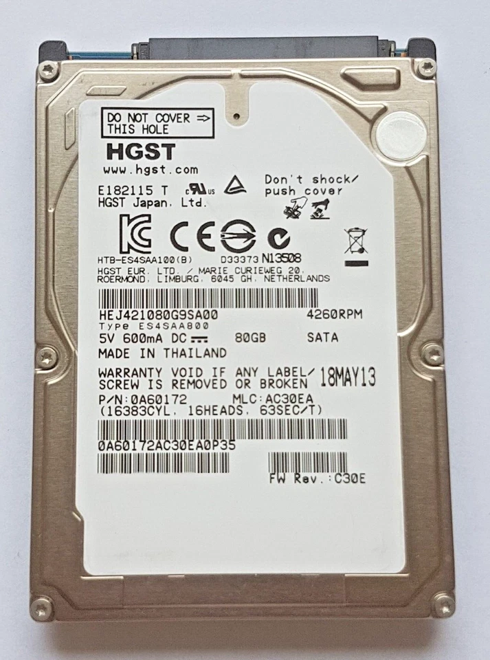 80 GB SATA HGST Endurastar HEJ421080G9SA00 4260 RPM 8 MB HDD 2.5" Hard Drive - Image 1 of 1