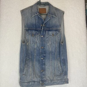 Zara Woman Medium Premium Denim Jean Vest Distressed Streetwear - Picture 1 of 7
