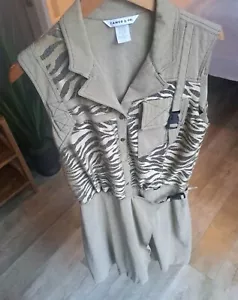 Vintage Tango & Co Large Safari Africa Animal Print Romper Dress Zebra Print - Picture 1 of 4
