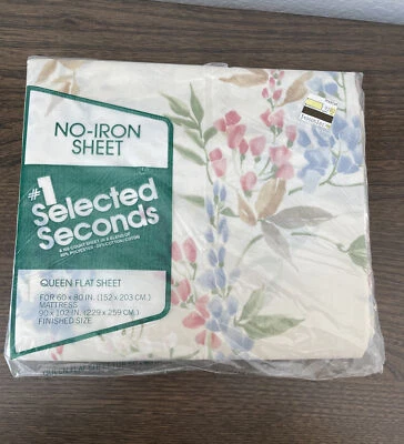 NUEVA HOJA PLANA DE COLECCIÓN SIN HIERRO FLORAL GLICINIA REINA 90x102”#1 segundos seleccionados EE. UU. Foto 1 de 4