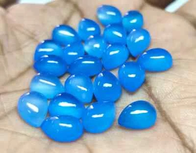 [AL POR MAYOR] PIEDRA PRECIOSA SUELTA CABUJÓN CALCEDONIA AZUL NATURAL FORMA PERA Foto 1 de 2