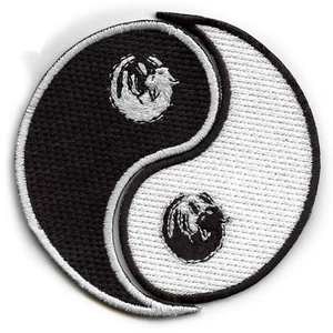 Kitty Cat Yin Yang Symbol Set Embroidered Iron On Patch - Picture 1 of 2