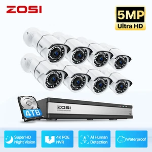 Sistema de cámara de seguridad POE para el hogar ZOSI 4K H.265+16CH NVR 5MP IP 4 TB grabación exterior - Imagen 1 de 11