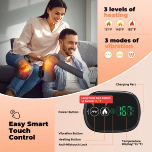 Electric Heated Knee Massager Physiotherapy Joint Heating Vibration Knee Pads UK - Picture 1 of 19