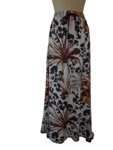 Women's Boho Floral Print Maxi Skirt XL Drawstring Waist Flowy 40" Long - Picture 1 of 8