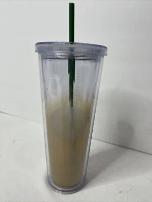 Starbucks Cincelado Oro Gradiente Blanco Copa Fría 24oz Prisma Escarcha Punto Acrílico Foto 1 de 4