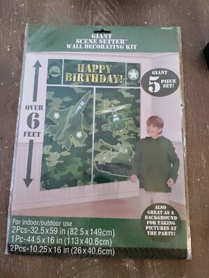 KIT DE DECORACIÓN DE CARTELES DE PARED CAMUFLAJE MILITAR (5 piezas) ~ Suministros para fiestas de cumpleaños Foto 1 de 2