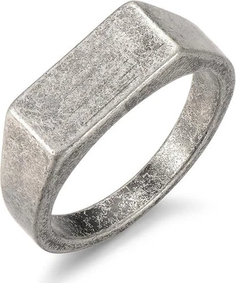 Stainless Steel Signet Ring - 316L Mens Finger Ring for Men Women Rhodium plated - Image 1 of 2