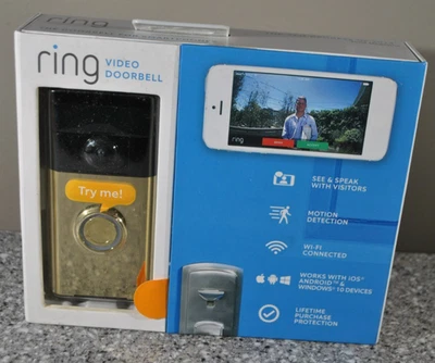 Ring Video Timbre 720p HD, Dorado, Kit Instalación Cámara Seguridad 2015 Foto 1 de 4