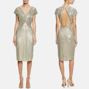 Abito da cocktail Escada Deienna paillettes US 6 100% seta schiena aperta formale glam party - Foto 1 di 17