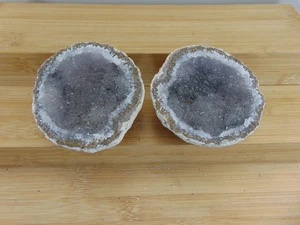 Geodenpaar Geode Kristall Quarz Drusen Präparat Marokko Geode PASST ZUSAMMEN RUND - Bild 1 von 2