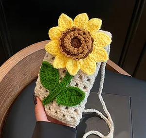 Sunflower chochet cell phone purse - Picture 1 of 2