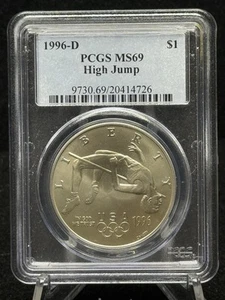 1996-D PCGS MS69 High Jump Silver Modern Commemorative Dollar - Picture 1 of 4