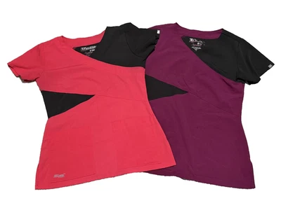Gray's Anatomy Womens X-Small Scrub Top Pink & Purple Tailored By Barco Lot of 2 - Image 1 of 4