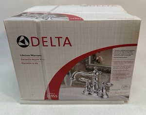 Delta 25955 Victorian 2 Handle 4" Centerset Chrome Bathroom Faucet Pop up Drain - Picture 1 of 10