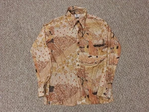 Camicia vintage anni 70 Alfie bottoni floreale famiglia natura Aop hipster - Foto 1 di 6